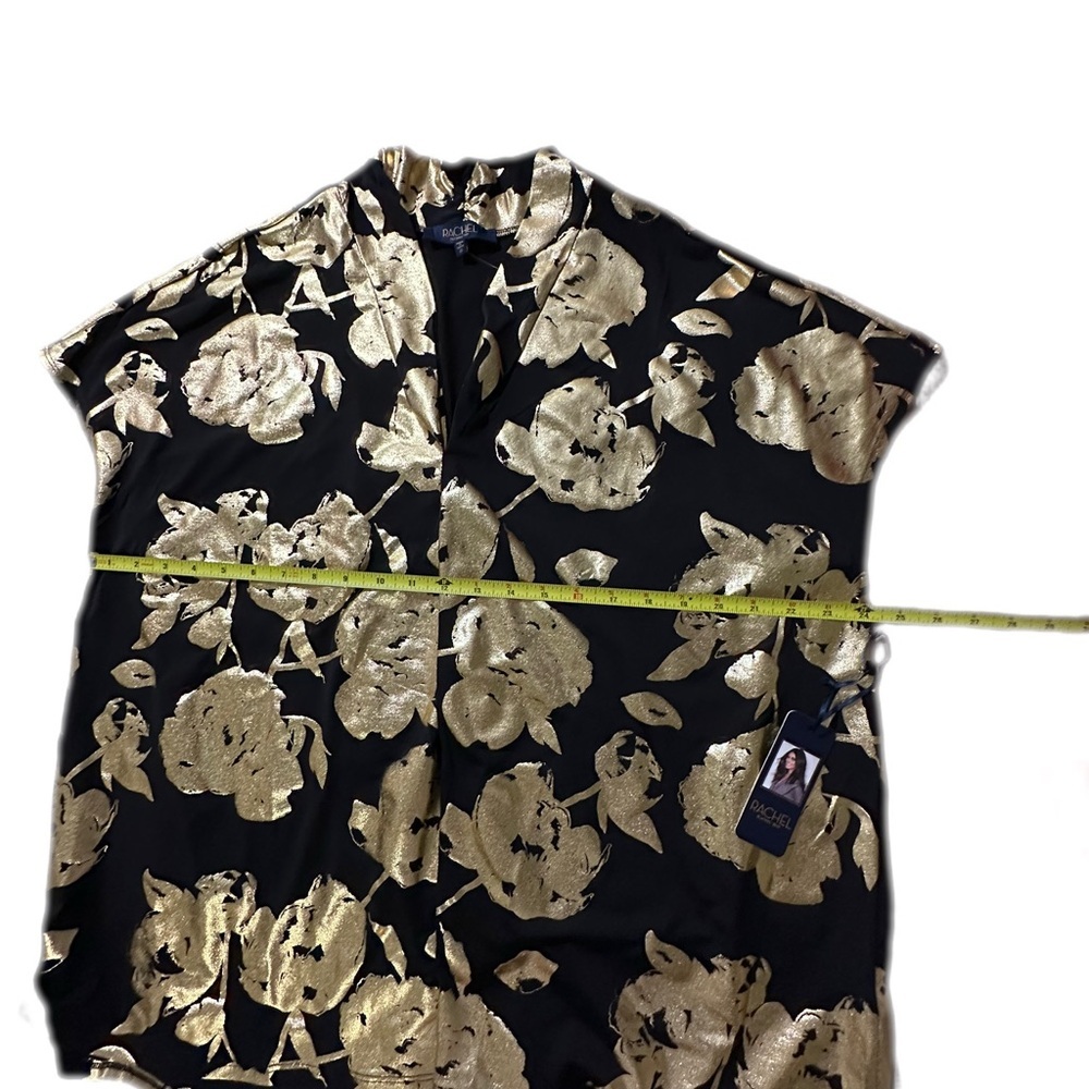 NWT Rachel Roy ladies black & gold blouse stretch polyester & spandex size 2X - Picture 6 of 9